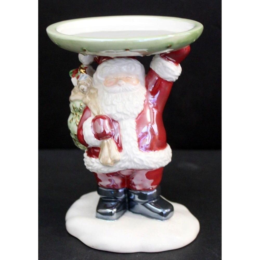 Vtg Avon Santa Claus Christmas‎ Holiday Pillar Candle Holder Cookie Plate Core